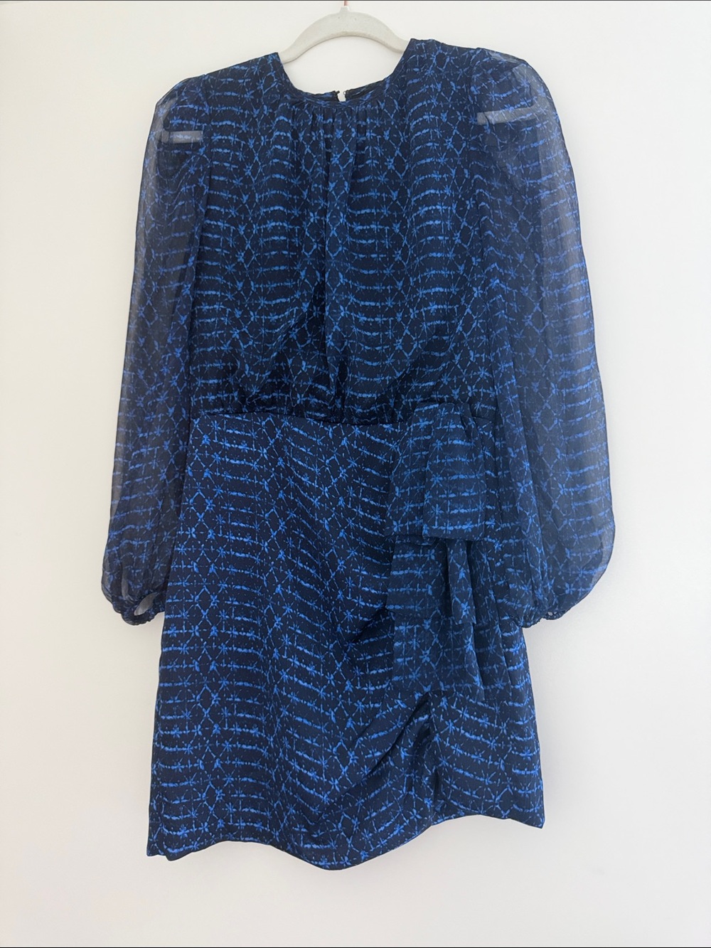 Misa Los Angeles Navy and Electric Blue Printed Mini Dress